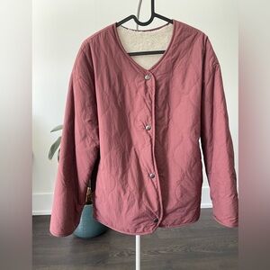 Uniqlo Quilted Button-Up Jacket in Rose
